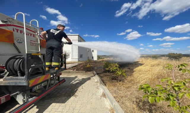 Üniversite bahçesinde çıkan yangın büyümeden söndürüldü