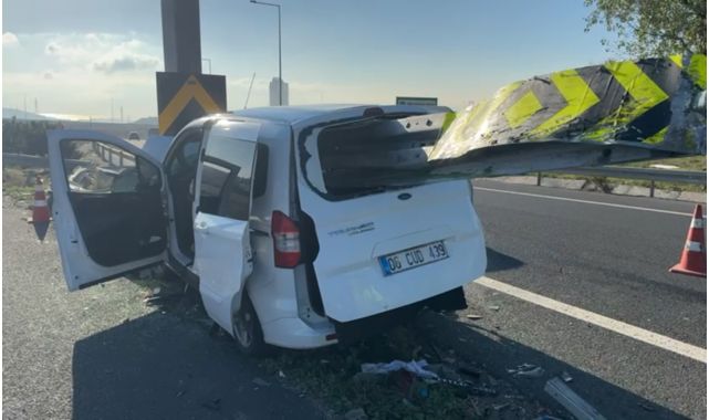 Bariyer hafif ticari araca ok gibi saplandı: 1 yaralı