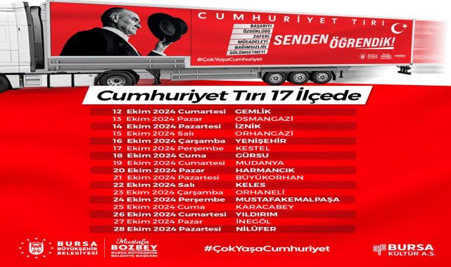 Bursa’da &#039;Cumhuriyet TIR’ı’ 29 Ekim yolculuğuna çıktı; ilk durak Gemlik