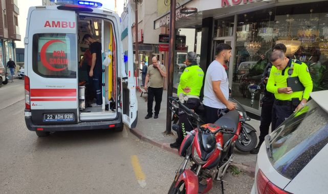 Edirne’de motosikletin çarptığı kadın yaralandı