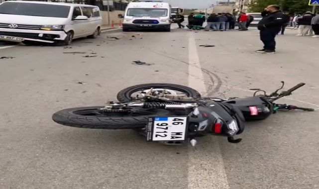 İnegöl'de, minibüsle çarpışan motosikletin sürücüsü ağır yaralandı