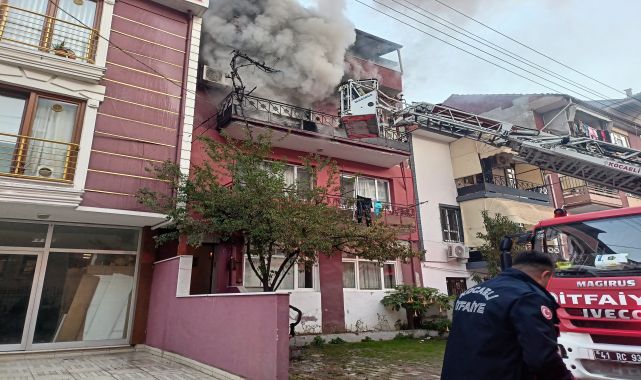 Devrilen elektrik sobası evi yaktı; mahsur kalan kedi ve köpeği itfaiye kurtardı