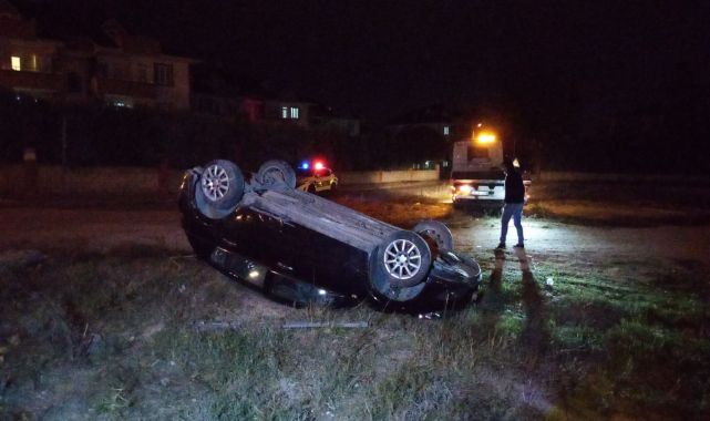 Takla atan otomobilin sürücüsü yaralandı