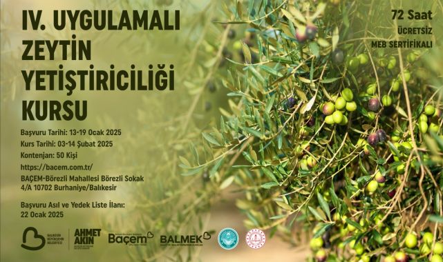BAÇEM'de zeytin yetiştiriciliği kursu başlıyor