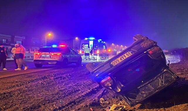 Edirne'de takla atan otomobilin sürücüsü yaralandı