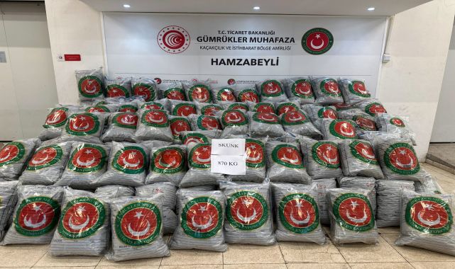 Hamzabeyli'den giriş yapan TIR'da 870 kilo skunk ele geçirildi