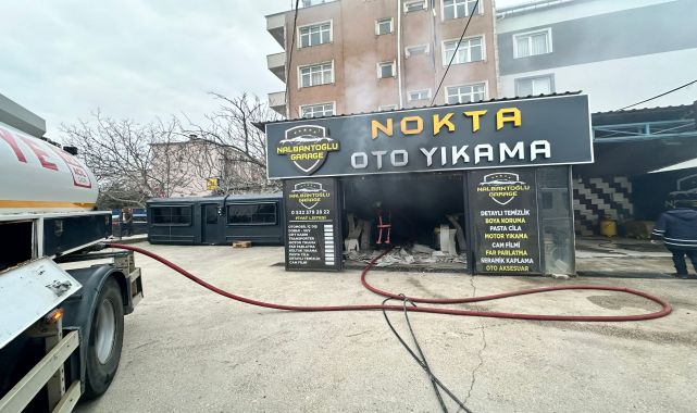 Edirne'de oto yıkamacıda yangın