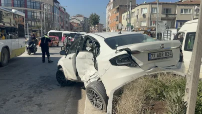 Beton mikseri ile otomobil çarpıştı 1 yaralı