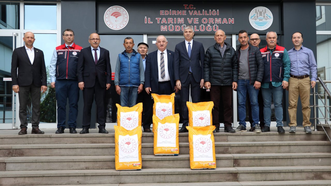 Edirne'de üreticilere yüzde 75 devlet destekli yerli hibrit ayçiçeği tohumu dağıtıldı