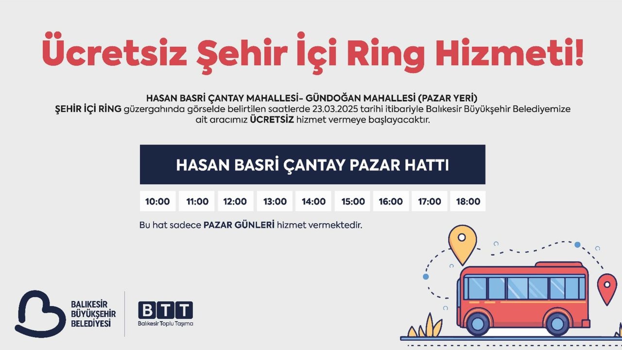 Gündoğan Mahallesi'nde kurulan pazar yerine ücretsiz otobüs seferleri başlıyor