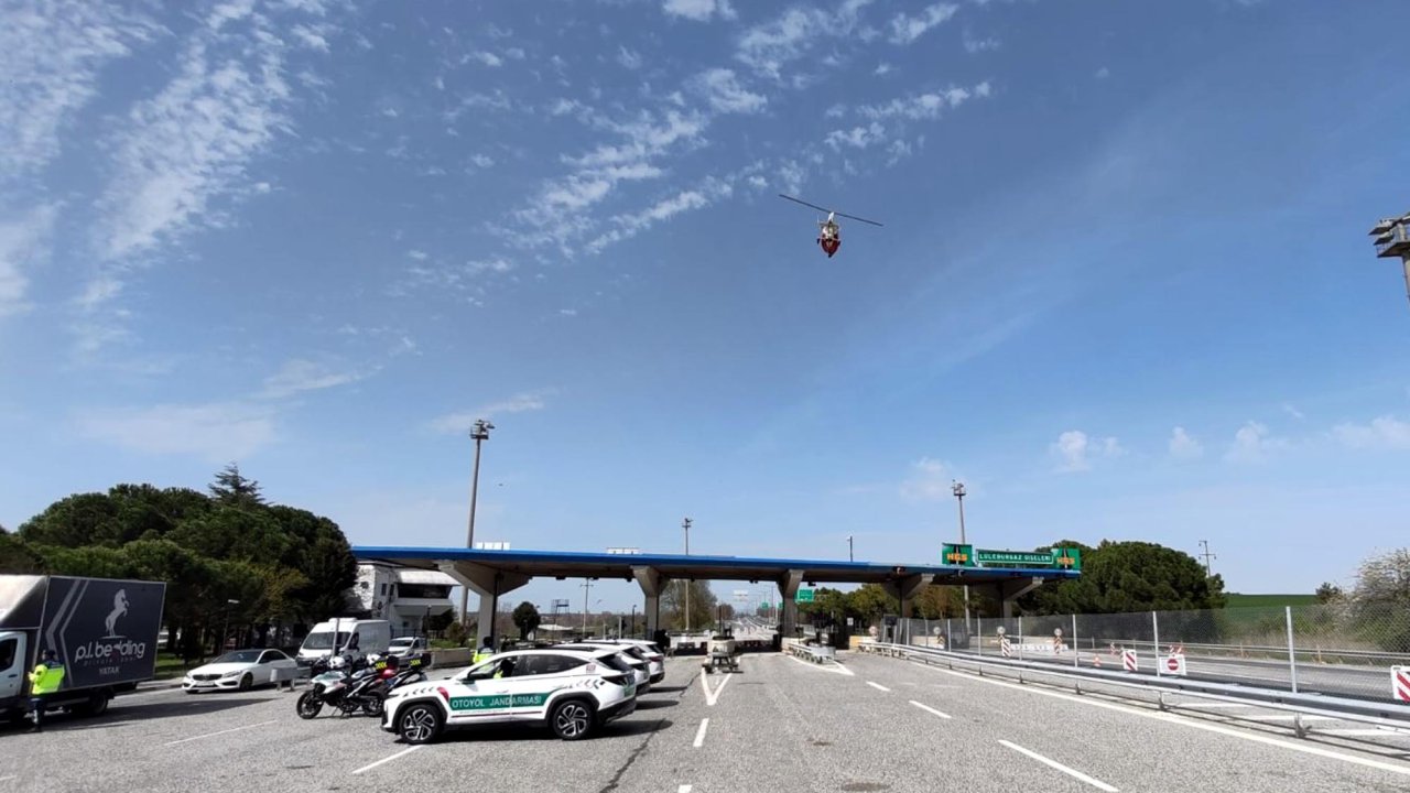 Kırklareli'de jandarmadan Cayrokopter ile trafik denetimi