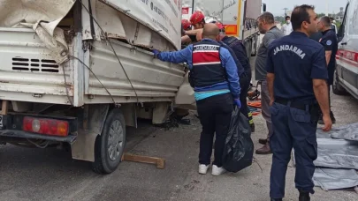 Bursa'da park halindeki araçlara çarpan kamyonetteki 2 kişi öldü; kaza kamerada