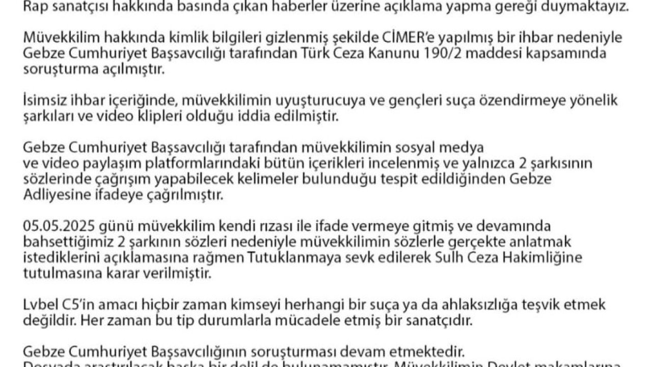 Rapçi Lvbel C5 tutuklandı