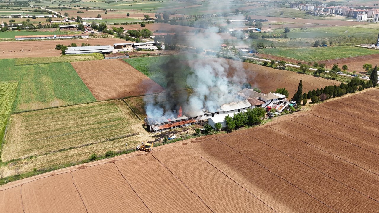 Yenişehir'de hayvan çiftliğinde çıkan yangın, söndürüldü