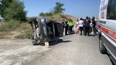 3’ü çocuk 5 kişinin içinde olduğu otomobil takla attı