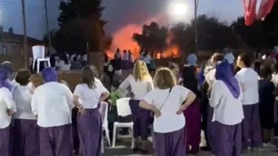 Bursa'da 'şalvar gecesi' eğlencesinde atılan havai fişekler otluğu yaktı