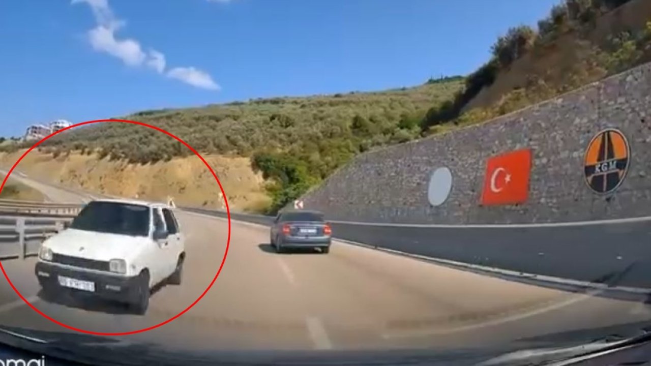 Otobanda otomobili ile ters yönde ilerledi; o anlar kamerada