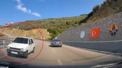 Otobanda otomobili ile ters yönde ilerledi; o anlar kamerada