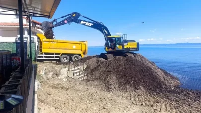 Yayla köyü sahilinde deniz talaşları temizlendi
