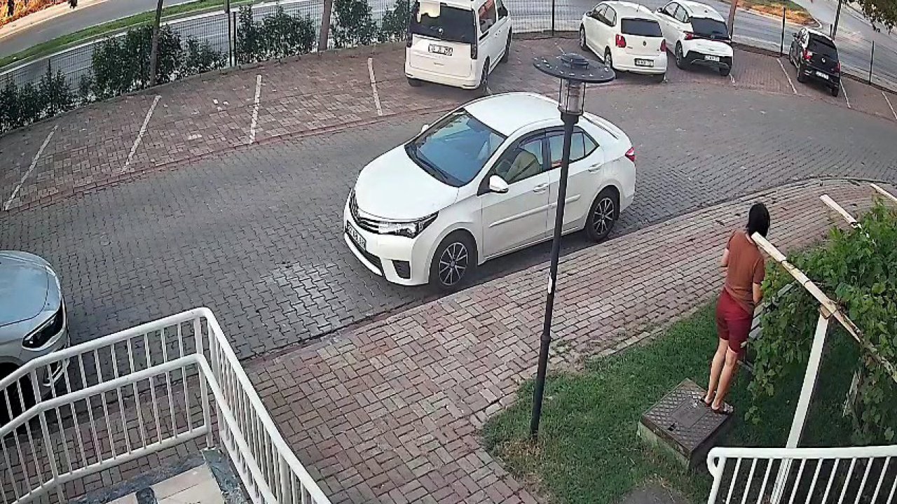 Hafif ticari araç, çitlere, ağaca ve otomobile çarptı; o anlar kamerada