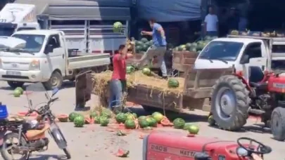 Karpuzları yere atıp, parçalayan üreticiler hakkında işlem başlatıldı