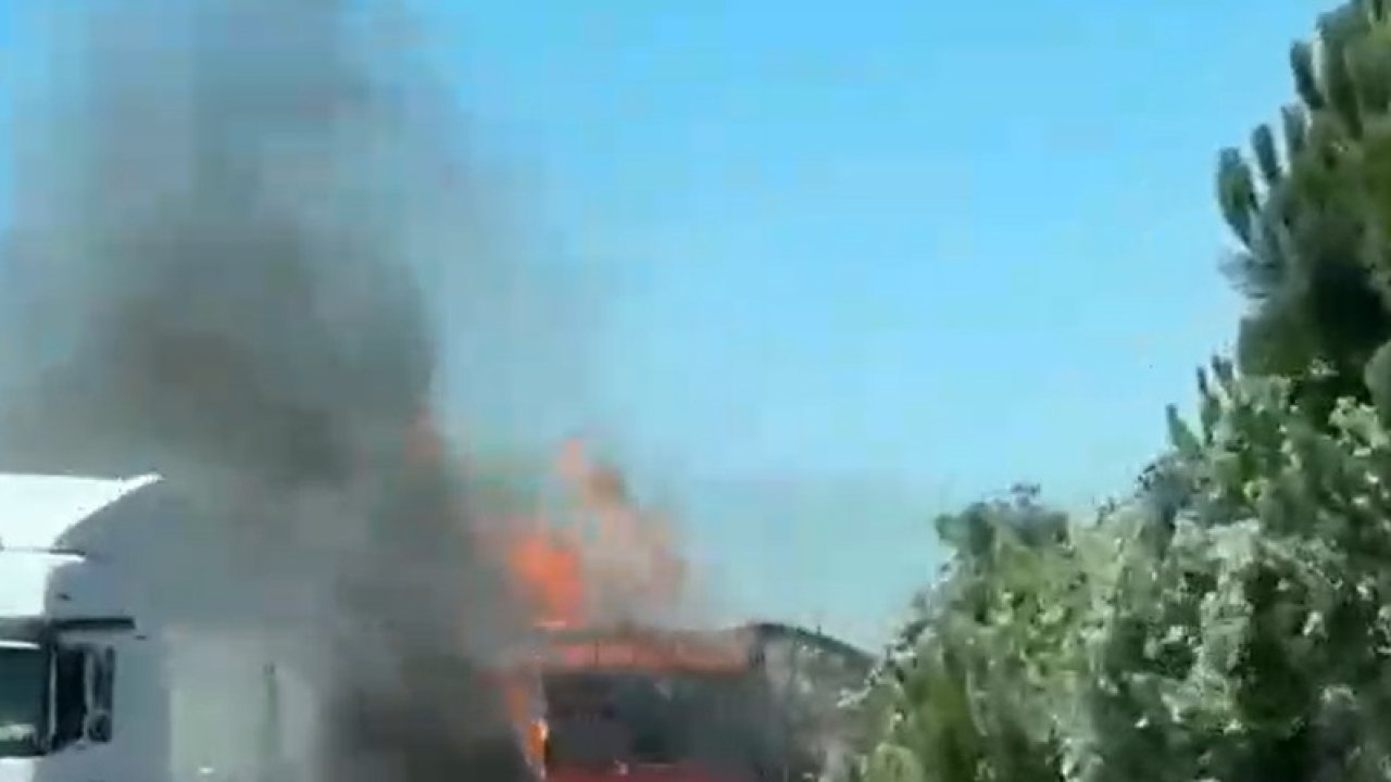 Karton yüklü TIR alev aldı