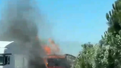 Karton yüklü TIR alev aldı