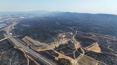 Tekirdağ yangınında Çanakkale'de zarar gören alanlar dron ile görüntülendi