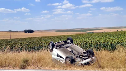 Tekirdağ’da kontrolden çıkan otomobil takla attı; 1 yaralı