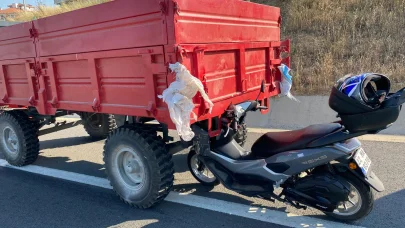 Traktörün römorkuna çarpan motosikletin sürücüsü yaralandı