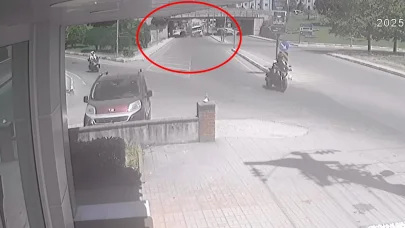 Yalova'da vinç yüklü TIR alt geçitte sıkıştı; kaza kamerada