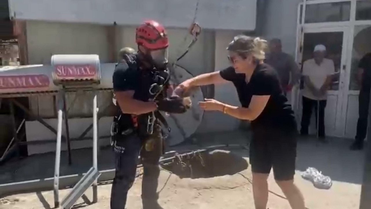 Balıkesir'de kuyuya düşen yavru kedi kurtarıldı