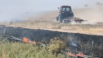 Edirne’de anız yangınında 2 bin 500 metre sulama borusu kullanılamaz hale geldi