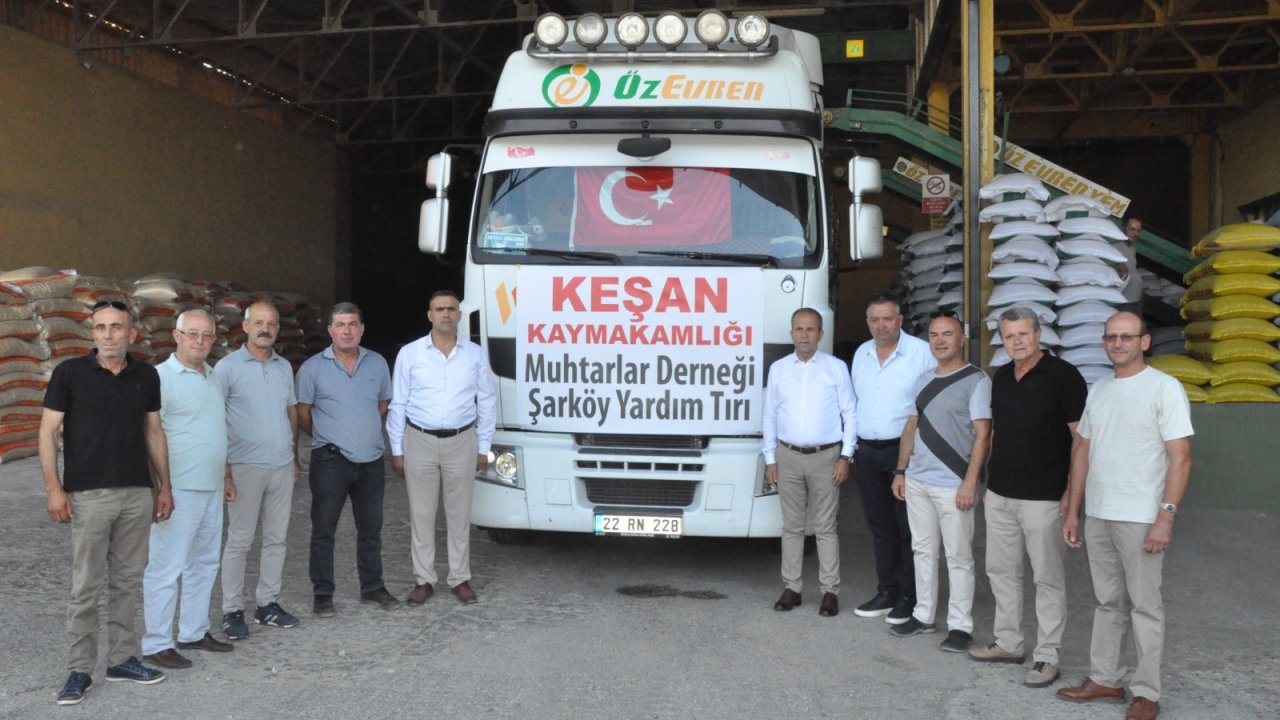 Keşan’dan, Şarköy’e bir TIR süt yemi yardımı