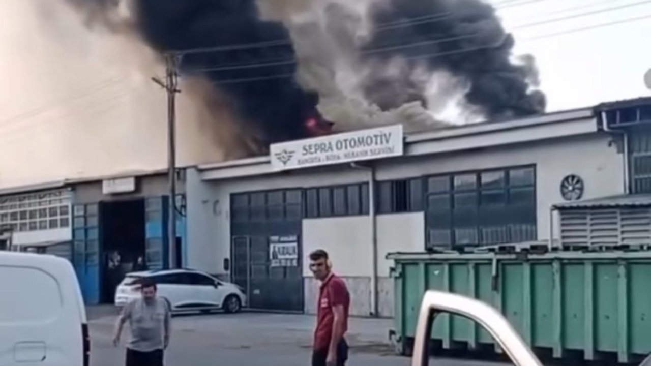 Oto tamirhanesinde çıkan yangın söndürüldü