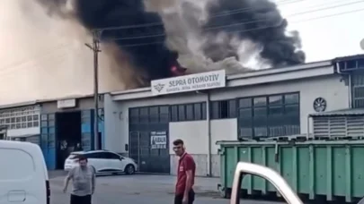 Oto tamirhanesinde çıkan yangın söndürüldü