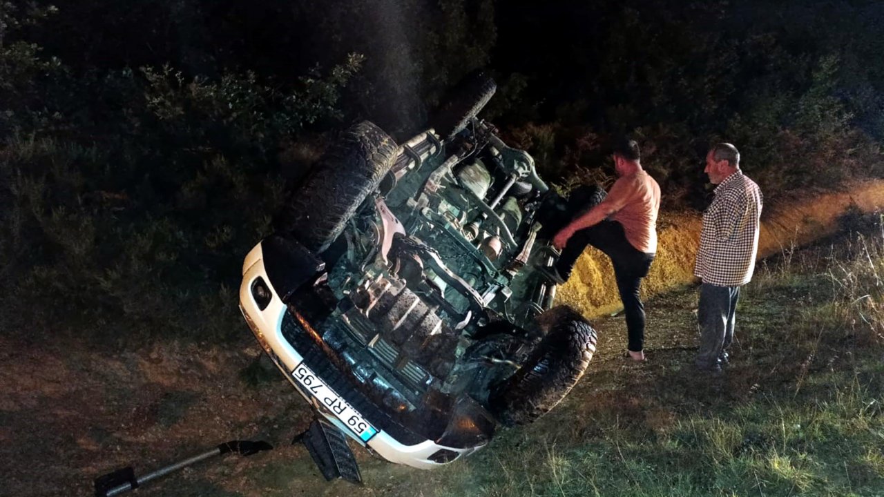 Tekirdağ'da takla atan kamyonette 2 kişi yaralandı