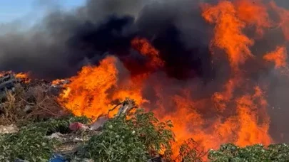 Marmara Adası'ndaki çöplük yangını 2 saatte söndürüldü