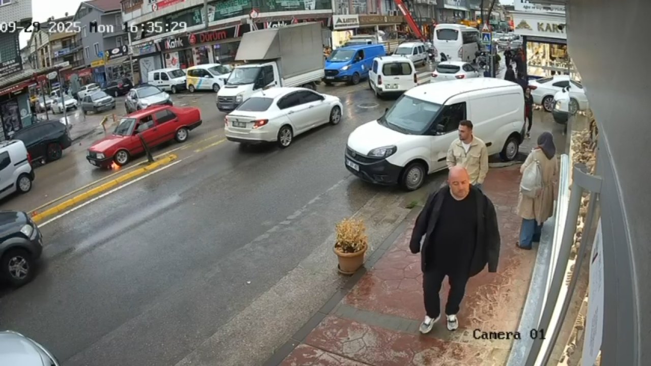 Otomobilin alev alması kamerada