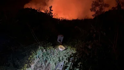Sazlıktaki yangına müdahale sırasında çalılara takılan kişi kurtarıldı