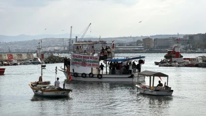 Tekirdağ'da balıkçı ve yelkenliler, Sumud filosuna destek için denize açıldı