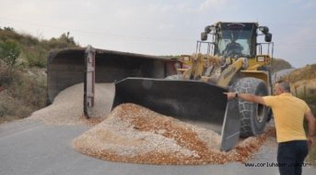 Kamyon Devrildi Yol Trafiğe Kapandı