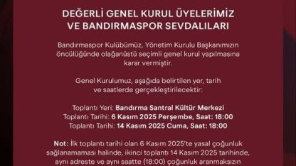 Bandırmaspor’da olağanüstü genel kurul kararı