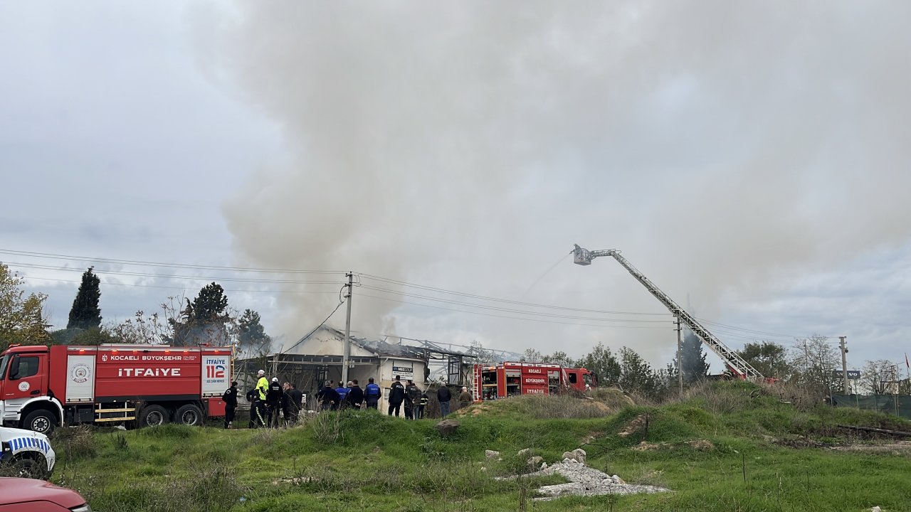 Kocaeli&#039;de üretim tesisinde yangın