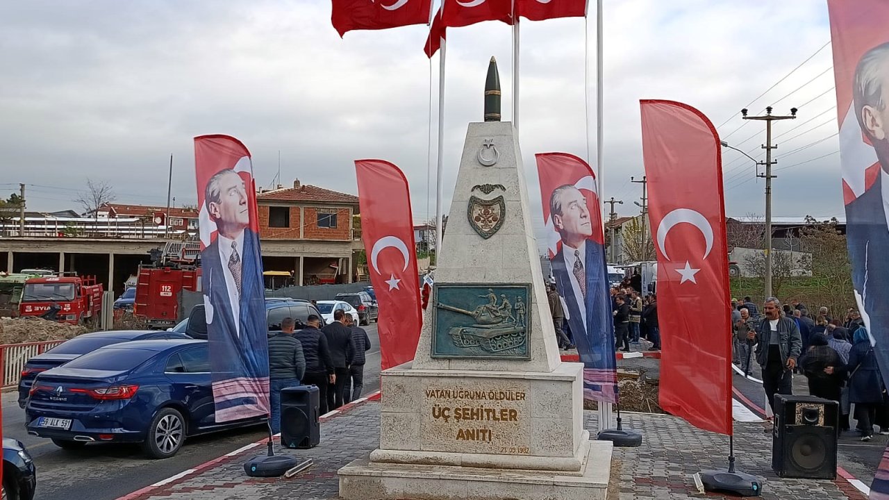 Lalapaşa’da yenilenen Üç Şehitler Anıtı, yeniden açıldı