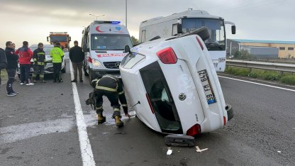 Tekirdağ’da kontrolden çıkan otomobil takla attı; 1 yaralı