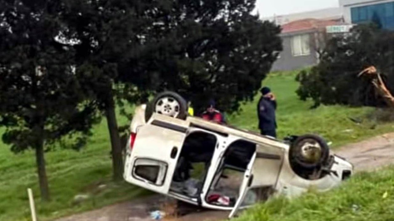 Takla atan otomobilde sürücü yaralandı