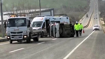 Tekirdağ’da kontrolden çıkan araç takla attı; 2 yaralı