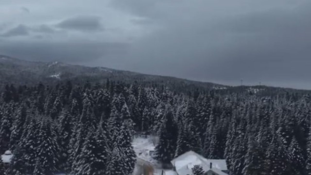 Uludağ Milli Parkı’nda kar manzarası dronla görüntülendi