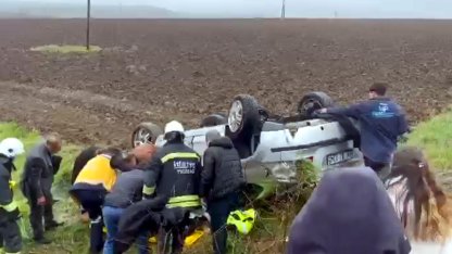 Tekirdağ'da takla atan otomobilde 3 kişi yaralandı